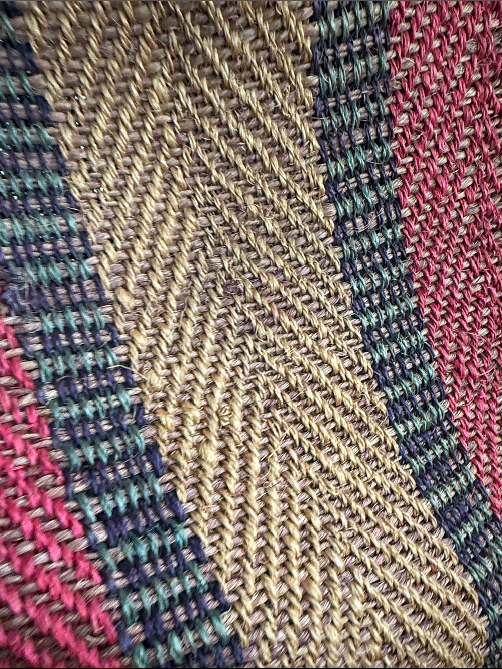 Woven Straw Tote Bag in Red, Brown & Green - Picture 2 of 4
